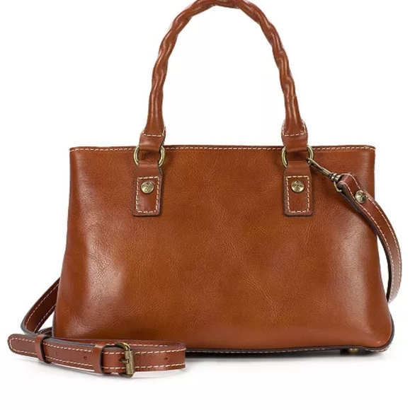 Patricia Nash Bag Heritage Angela Double-Compartment‎ Satchel 🤎 Brown Leather - Picture 1 of 16